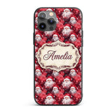 Watercolor Santa Faces Red Splash Background Snow Custom Name Protective Phone Case Mobile Cover Durable Everyday Smartphone Shock Resistant