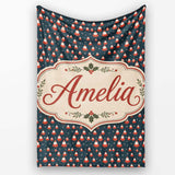 Tiny Santa Star Snow Dark Blue Christmas Cute Festive Repeat Lovely  Personalised Custom Name Super Soft Fleece Blanket Bed Sofa Throw