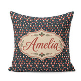 Custom Name Tiny Santa Star Snow Dark Blue Christmas Cute Repeat Square Filled Cushion Throw Pillow Sofa Bed Home Decor Zip Washable UK Made