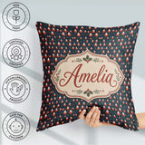 Custom Name Tiny Santa Star Snow Dark Blue Christmas Cute Repeat Square Filled Cushion Throw Pillow Sofa Bed Home Decor Zip Washable UK Made