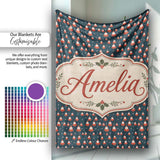 Tiny Santa Star Snow Dark Blue Christmas Cute Festive Repeat Lovely  Personalised Custom Name Super Soft Fleece Blanket Bed Sofa Throw