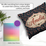 Custom Name Tiny Santa Star Snow Dark Blue Christmas Cute Repeat Square Filled Cushion Throw Pillow Sofa Bed Home Decor Zip Washable UK Made