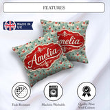 Custom Name Santa Village Trees Houses Snowy Landscape Christmas Square Filled Cushion Throw Pillow Sofa Bed Home Decor Zip Washable UK Made