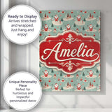 Personalised Name Santa Village Trees Custom Modern Room Accent Creative Decorator Style Canvas Wall Art Print Decor Picture Ready to Hang