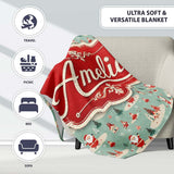 Santa Village Trees Houses Snowy Landscape Christmas Festive Scene  Personalised Custom Name Super Soft Fleece Blanket Bed Sofa Throw