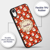 Cute Santa Faces Orange Leaf Autumn Christmas Custom Name Protective Phone Case Mobile Cover Durable Everyday Smartphone Shock Resistant