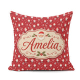 Custom Name Classic Santa Snow Red Christmas Traditional Festive Square Filled Cushion Throw Pillow Sofa Bed Home Decor Zip Washable UK Made