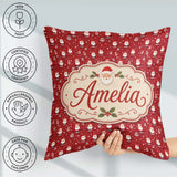 Custom Name Classic Santa Snow Red Christmas Traditional Festive Square Filled Cushion Throw Pillow Sofa Bed Home Decor Zip Washable UK Made