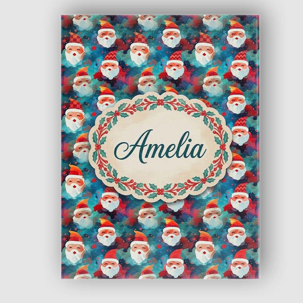 Personalised Name Colorful Abstract Santa Custom  Unique Gift Idea Elegant Feature Canvas Wall Art Print Decor Picture Ready to Hang