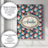 Personalised Name Colorful Abstract Santa Custom  Unique Gift Idea Elegant Feature Canvas Wall Art Print Decor Picture Ready to Hang