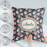 Custom Name Colorful Abstract Blue Background Artistic Christmas Square Filled Cushion Throw Pillow Sofa Bed Home Decor Zip Washable UK Made