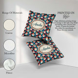Custom Name Colorful Abstract Blue Background Artistic Christmas Square Filled Cushion Throw Pillow Sofa Bed Home Decor Zip Washable UK Made