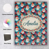 Personalised Name Colorful Abstract Santa Custom  Unique Gift Idea Elegant Feature Canvas Wall Art Print Decor Picture Ready to Hang