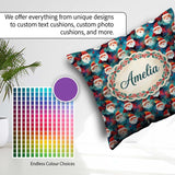Custom Name Colorful Abstract Blue Background Artistic Christmas Square Filled Cushion Throw Pillow Sofa Bed Home Decor Zip Washable UK Made