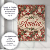 Personalised Name Traditional Santa Holly Custom  Unique Gift Idea Elegant Feature Canvas Wall Art Print Decor Picture Ready to Hang