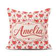 Custom Name Watercolor Santa Stars White Background Soft Festive Square Filled Cushion Throw Pillow Sofa Bed Home Decor Zip Washable UK Made