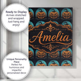 Personalised Name Spooky Halloween Pumpkin Custom  Unique Gift Idea Elegant Feature Canvas Wall Art Print Decor Picture Ready to Hang