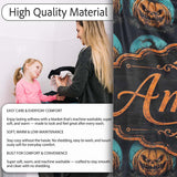 Spooky Halloween Pumpkin Moon Dark Seamless Gothic Jack O Lantern  Personalised Custom Name Super Soft Fleece Blanket Bed Sofa Throw
