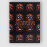 Personalised Name Glowing Halloween Pumpkin Custom  Bespoke Interior Contemporary Canvas Wall Art Print Decor Picture Ready to Hang