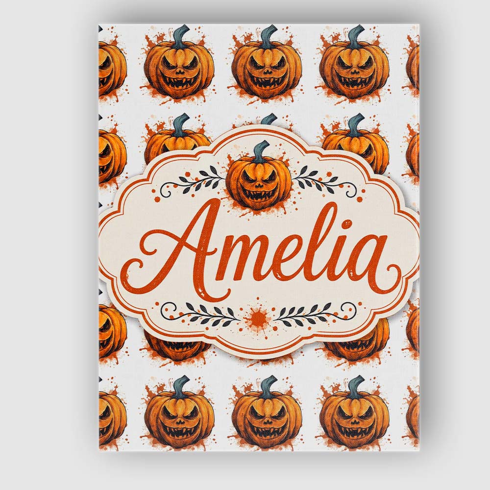 Personalised Name Grunge Style Pumpkin Custom  Modern Room Accent Elegant Feature Canvas Wall Art Print Decor Picture Ready to Hang