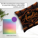 Custom Name Ornate Framed Pumpkin Gothic Dark Halloween Seamless Square Filled Cushion Throw Pillow Sofa Bed Home Decor Zip Washable UK Made