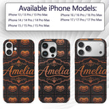 Ornate Framed Pumpkin Gothic Dark Printed Design Custom Name Protective Phone Case Mobile Cover Durable Everyday Smartphone Shock Resistant