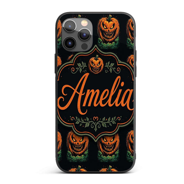 Creepy Pumpkin Ocean Waves Dark Printed Design Custom Name Protective Phone Case Mobile Cover Durable Everyday Smartphone Shock Resistant