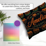 Custom Name Creepy Pumpkin Ocean Dark Halloween Seamless Pattern Square Filled Cushion Throw Pillow Sofa Bed Home Decor Zip Washable UK Made