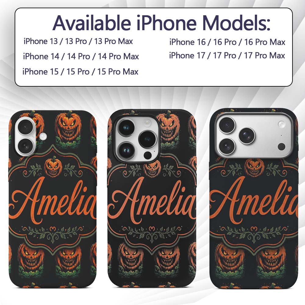 Creepy Pumpkin Ocean Waves Dark Printed Design Custom Name Protective Phone Case Mobile Cover Durable Everyday Smartphone Shock Resistant