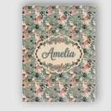 Personalised Name Elegant Woman Teal Hair Floral Artistic Pattern Custom  Bespoke Canvas Wall Art Print Decor Picture Ready to Hang