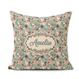 Custom Name Elegant Woman Teal Hair Floral Artistic Pattern Square Filled Cushion Throw Pillow Sofa Bed Home Decor Zip Washable UK Made