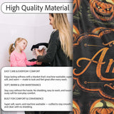Classic Jack O Lantern Moonlit Leaves Halloween Seamless Pattern  Personalised Custom Name Super Soft Fleece Blanket Bed Sofa Throw