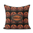 Custom Name Spooky Pumpkin Moon Branches Dark Halloween Seamless Square Filled Cushion Throw Pillow Sofa Bed Home Decor Zip Washable UK Made