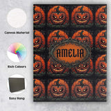 Personalised Name Spooky Pumpkin Moon Custom Modern Room Accent Creative Decorator Style Canvas Wall Art Print Decor Picture Ready to Hang
