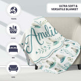 Cute Baby Seal Pups with Seaweed Soft Pastel Background Seamless  Personalised Custom Name Super Soft Fleece Blanket Bed Sofa Throw