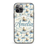 Adorable Seal Illustration with Coastal Plants Custom Name Protective Phone Case Mobile Cover Durable Everyday Smartphone Shock Resistant