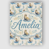 Personalised Name Adorable Seal Illustration Custom Bespoke  Contemporary Display Canvas Wall Art Print Decor Picture Ready to Hang