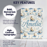 Personalised Name Adorable Seal Illustration Custom Bespoke  Contemporary Display Canvas Wall Art Print Decor Picture Ready to Hang