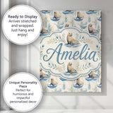 Personalised Name Adorable Seal Illustration Custom Bespoke  Contemporary Display Canvas Wall Art Print Decor Picture Ready to Hang
