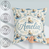 Custom Name Adorable Seal with Coastal Plants Soft Circle Layout Square Filled Cushion Throw Pillow Sofa Bed Home Decor Zip Washable UK Made