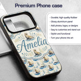 Adorable Seal Illustration with Coastal Plants Custom Name Protective Phone Case Mobile Cover Durable Everyday Smartphone Shock Resistant