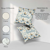 Custom Name Adorable Seal with Coastal Plants Soft Circle Layout Square Filled Cushion Throw Pillow Sofa Bed Home Decor Zip Washable UK Made