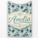 Realistic Seals Swimming in Water Blue Ocean Texture Seamless Lovely  Personalised Custom Name Super Soft Fleece Blanket Bed Sofa Throw