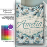 Realistic Seals Swimming in Water Blue Ocean Texture Seamless Lovely  Personalised Custom Name Super Soft Fleece Blanket Bed Sofa Throw