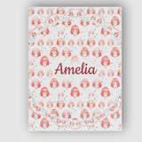 Personalised Name Soft Anime Faces Pastel Pink Pattern Kawaii Custom Contemporary Display Canvas Wall Art Print Decor Picture Ready to Hang