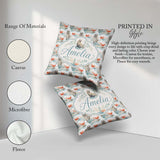 Custom Name Seal Pair with Soft Coral Splash Background Seamless Square Filled Cushion Throw Pillow Sofa Bed Home Decor Zip Washable UK Made