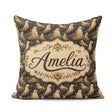 Custom Name Golden Glowing Seals with Floral Background Seamless Square Filled Cushion Throw Pillow Sofa Bed Home Decor Zip Washable UK Made