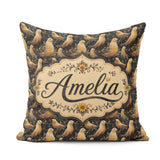 Custom Name Golden Glowing Seals with Floral Background Seamless Square Filled Cushion Throw Pillow Sofa Bed Home Decor Zip Washable UK Made