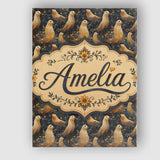 Personalised Name Golden Glowing Seals with Custom  Bespoke Interior Contemporary Canvas Wall Art Print Decor Picture Ready to Hang