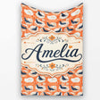 Modern Abstract Seal on Orange Wave Seamless Pattern Lovely  Personalised Custom Name Super Soft Fleece Blanket Bed Sofa Throw